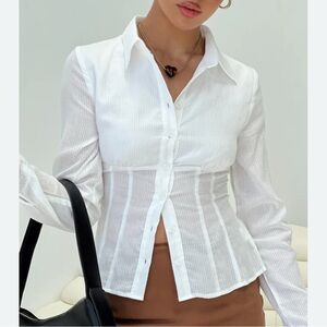 Princess Polly White Button-Down Shirt